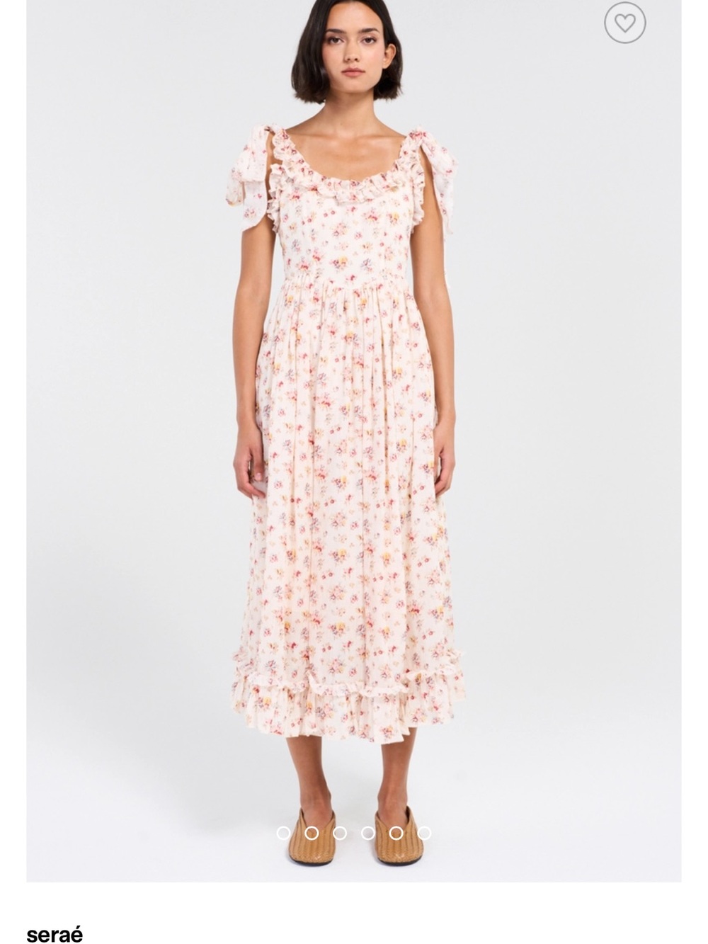 Doen Seraé Pink Floral Ruffle-Trim Midi Dress